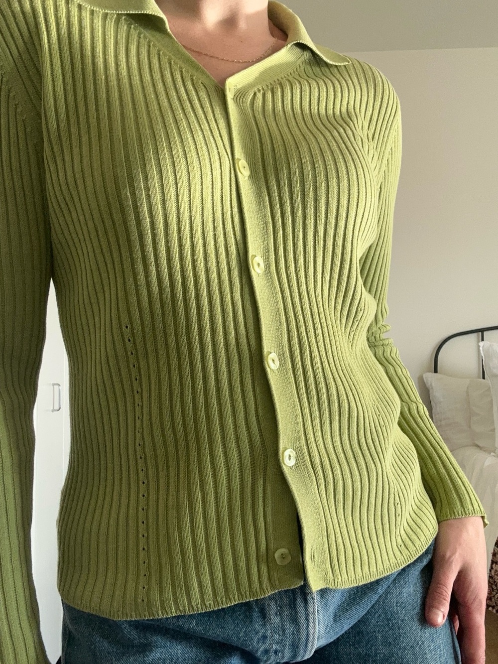 Vintage Miss Texwood Cotton Collared Button-Up Sweater